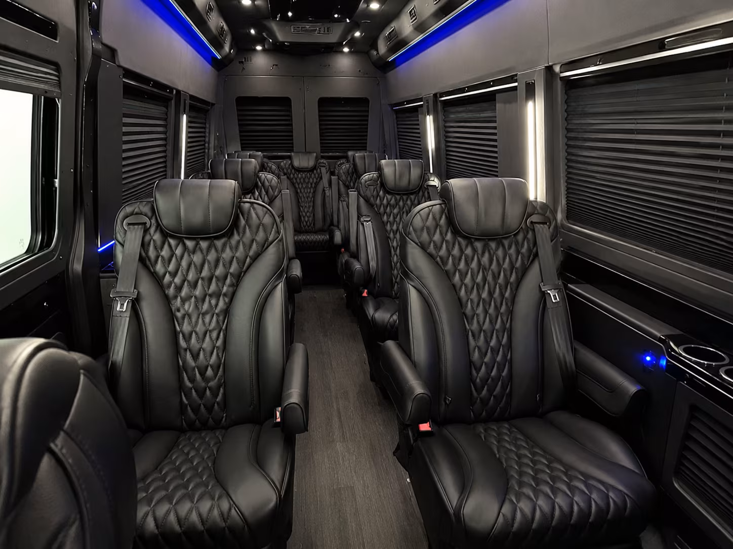 Sprinter van interior with luggage for a route in Chattanooga