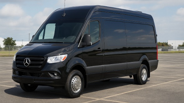Exterior of Charter Bus Company Decatur's 14 Passenger Sprinter Limousine in Decatur