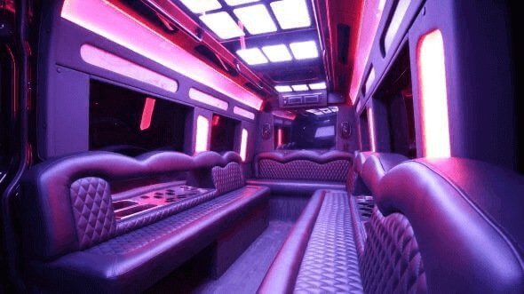 Interior of Charter Bus Company Atlanta's 14 Passenger Sprinter Limousine in Atlanta