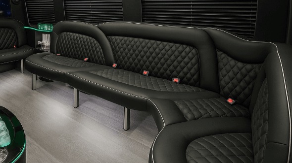 Interior of Charter Bus Company Columbus's 18 Passenger Party Bus in Columbus