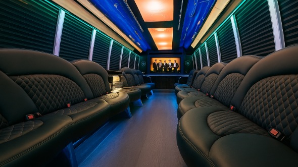 Interior of Charter Bus Company Huntsville's 20 Passenger Party Bus in Huntsville