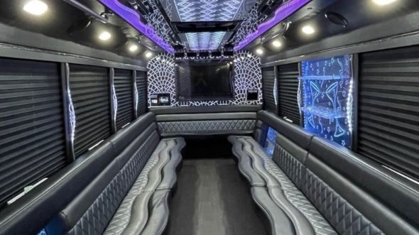 Interior of Charter Bus Company Murfreesboro's 28 Passenger Party Bus in Murfreesboro