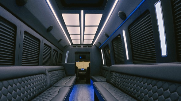 Interior of Charter Bus Company Murfreesboro's 30 Passenger Party Bus in Murfreesboro