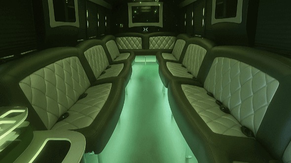 Interior of Charter Bus Company Cleveland's 40 Passenger Party Bus in Cleveland