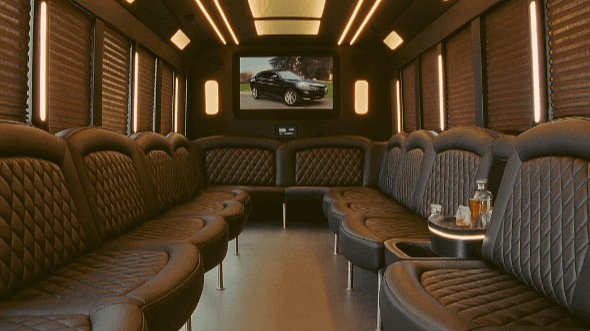 Interior of Charter Bus Company Atlanta's 50 Passenger Party Bus in Atlanta